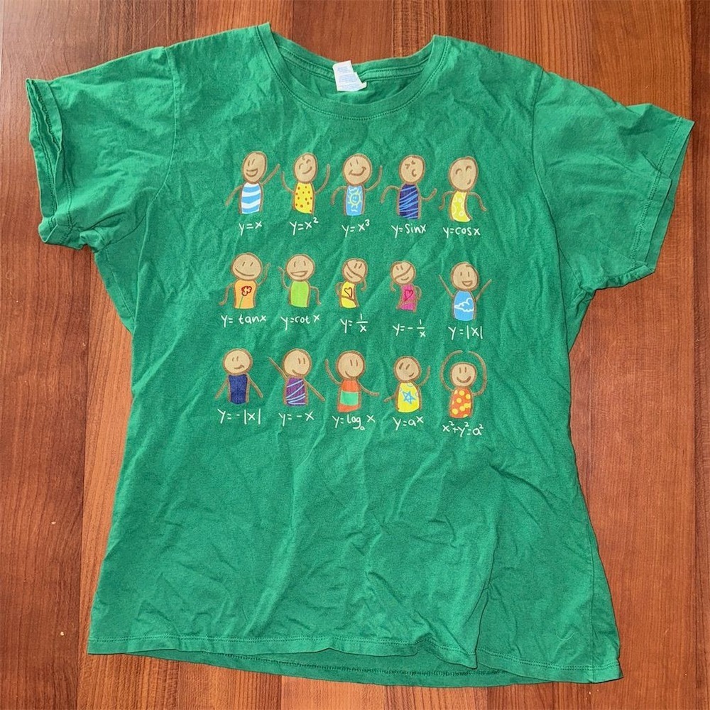 Unisex XL Green Algebra Dance Math equation figures Graphic Tee Quirky T-Shirt‎